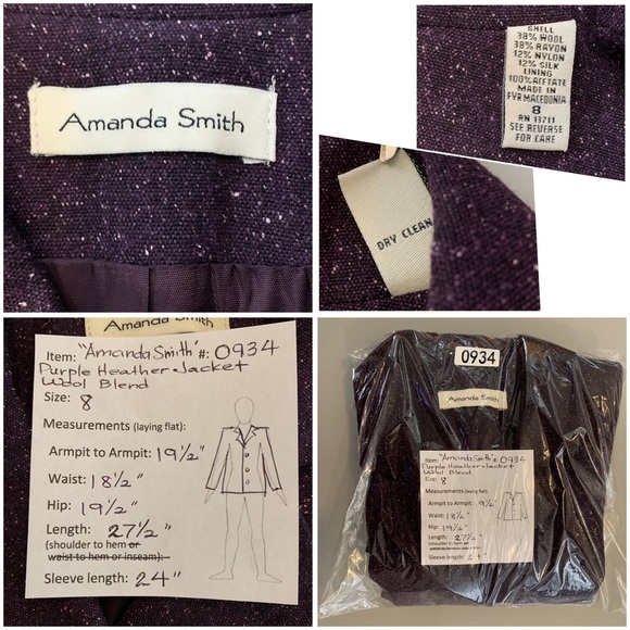 “Amanda Smith” Purple Heather Jacket size 8 - Picture 12 of 13